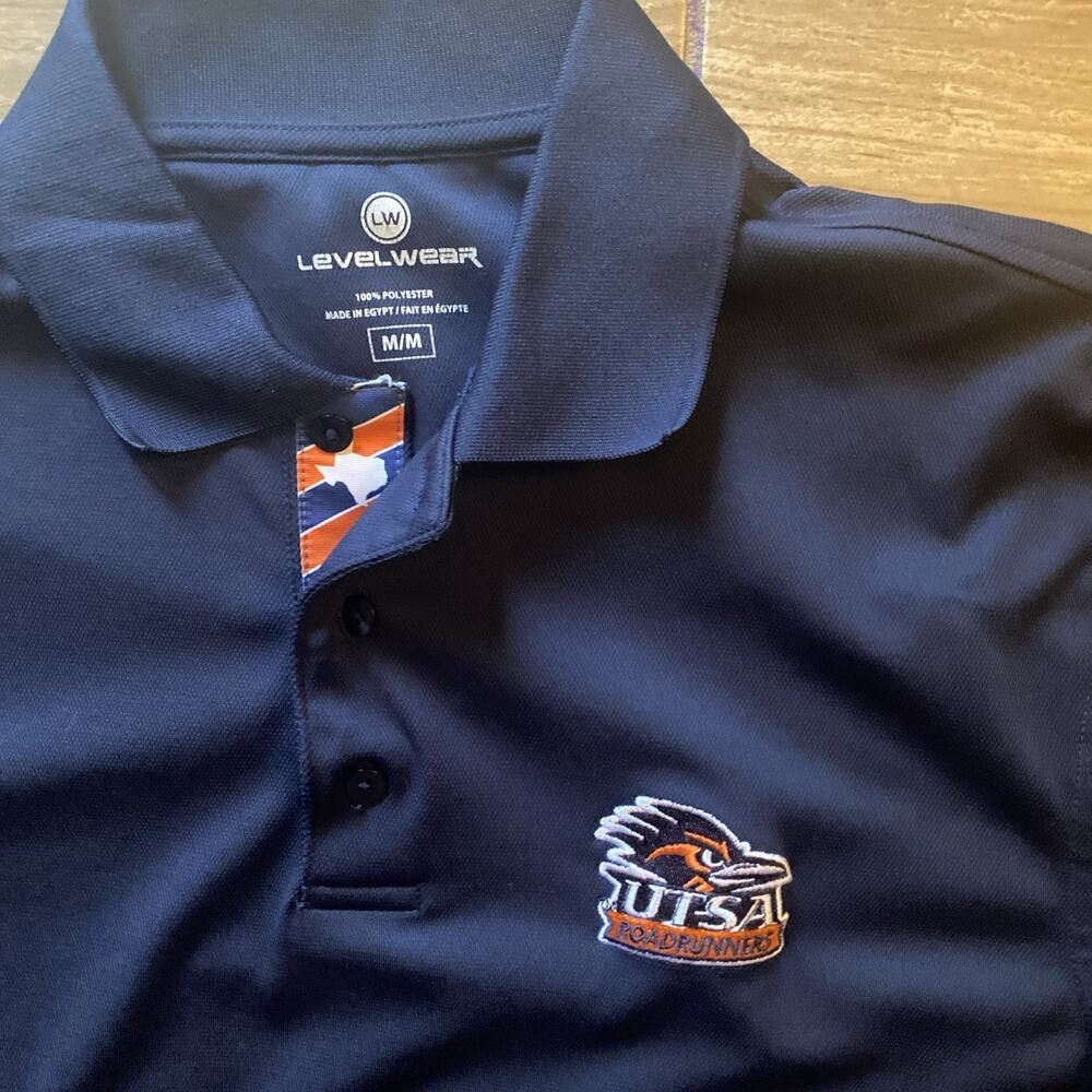 Texas San Antonio UTSA Road Runners Navy Golf SS Polo Shirt Men's Medium - Picture 2 of 5